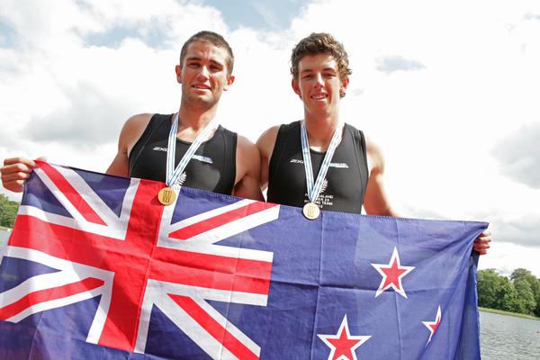 The New Zealand gold medal winning double scullers Hayden Cohen and Nathan Flannery